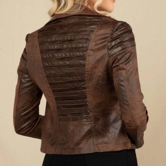 FRANK Lyman Faux Leather Moto Jacket Size Small - Picture 10 of 10